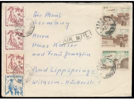 Südkorea,  1 W., 3 x 2 W. 10 W. Flugpost und 2 x 200 H. auf Luftpostbrief mit Stempel  Seoul Central  9.6.63 nach Deutschland
