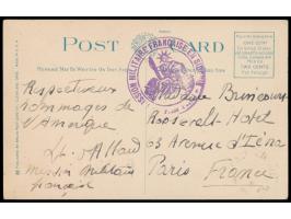 12.11.1918 bis Mai 1920: USA-Ansichtskarte Cleveland / Ohio mit Dienstsiegel  Mission Militaire Francaise en Siberie / Franch